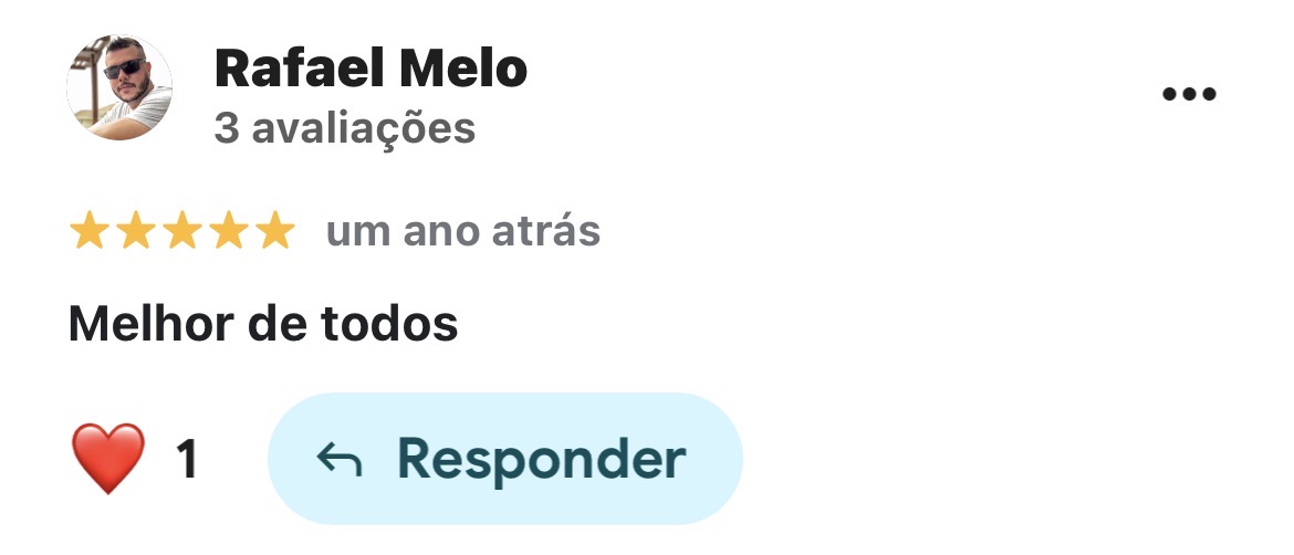 Avaliação de cinco estrelas de Rafael Melo