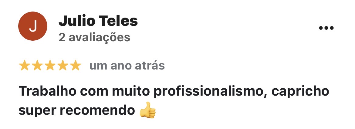 Avaliação de cinco estrelas de Julio Teles